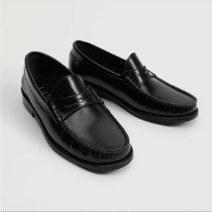MANGO Leather Penny Loafers size 7.5